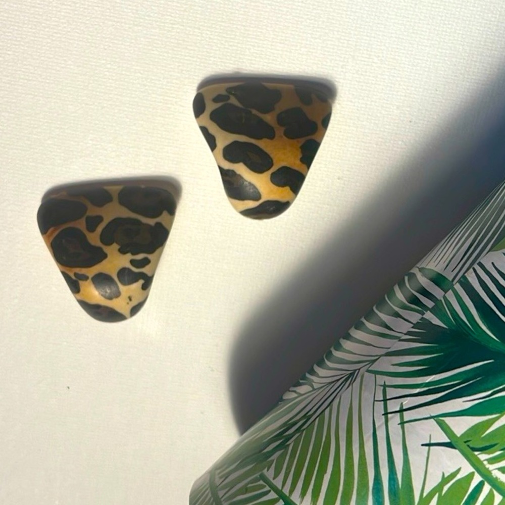 Vintage Animal Print Clip-On Earrings